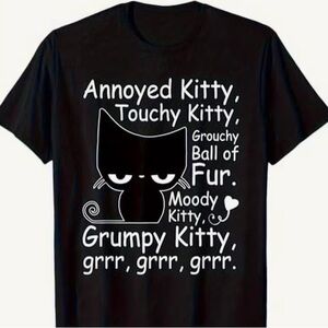 Grumpy Kitty Black Graphic Cat T-Shirt